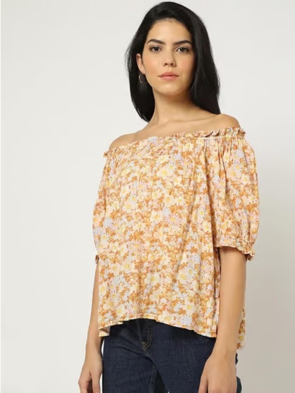 GAP Floral Off-Shoulder Puff Sleeve Blouse